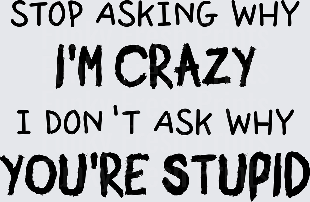 Stop Asking Why I'm Crazy I Don't Ask Why You're Stupid - Variant 2