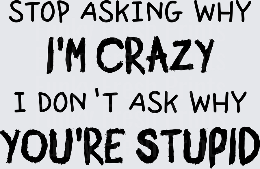 Stop Asking Why I'm Crazy I Don't Ask Why You're Stupid - Variant 2